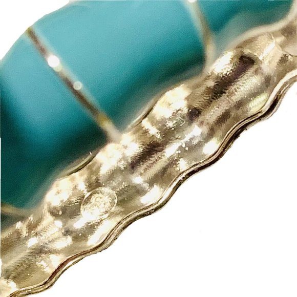 Premier Designs Wavy Blue Enamel Bamboo Hinged Bangle Bracelet - Picture 5 of 7